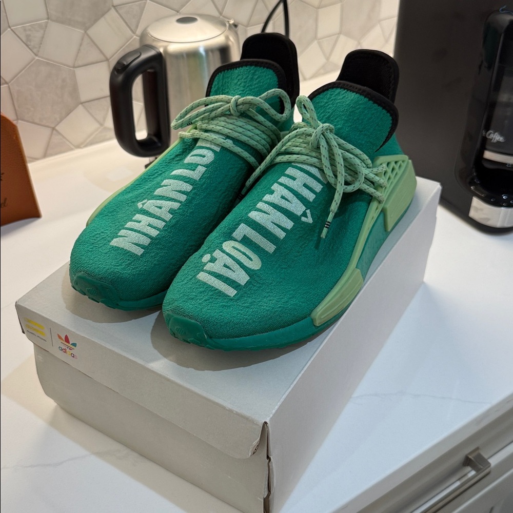 Adidas Green Sneakers with Bold Lettering